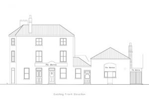 Architect drawing Littlehampton Sussex existing front elevation